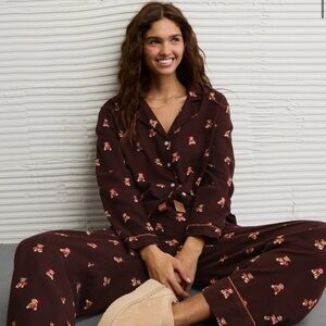 American Eagle Christmas Teddy Bear Flannel PJ Set